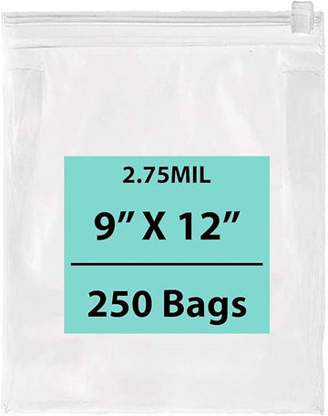 9X12 inches Resealable Poly Bags With Slide Seal 2.75 Mil (LDPE)